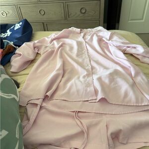 Women's Lightweight Button-Front Pajama Set - Soft Light Pink